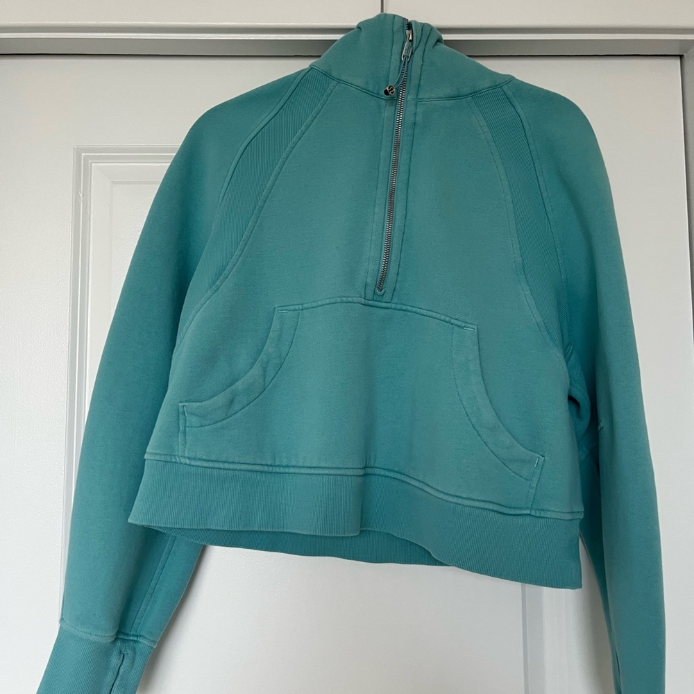 Lululemon Scuba Oversized Half-Zip Hoodie M/L in a bright teal color